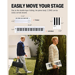 Donner DP 06 Folding Bluetooth Piano 61 Keys Sensitive Travel Piano for Beginner